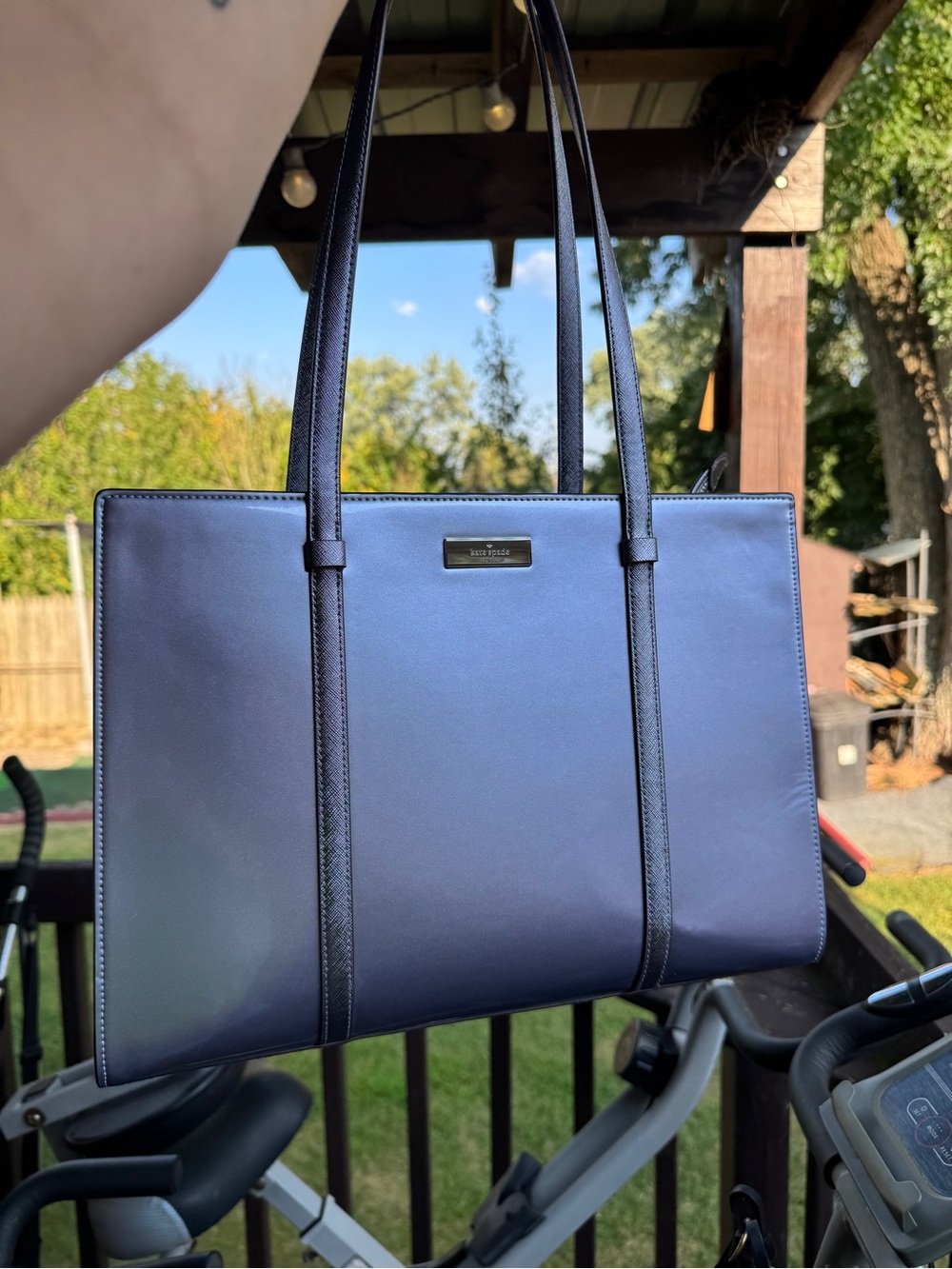 Kate Spade Lavender-Gray Large Metallic Tote Zips